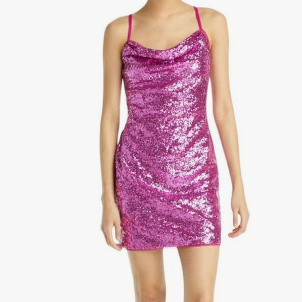 BCBGMAXAZRIA Womens Sequined Party Mini Dress